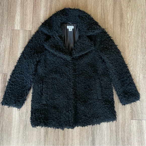 Celebrity Pink Black Teddy Coat Pea Coat Single Breasted Button Winter Large - Picture 6 of 15